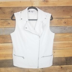 Jennifer Lopez White Faux Leather Vest Sz L